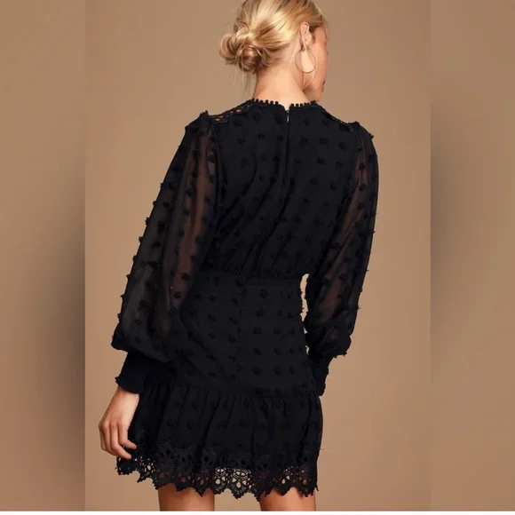 LULUS Lust or Love Black Embroidered Lace Long Sleeve Dress XXS - Picture 3 of 9